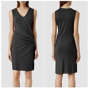 ALLSAINTS Keel Dress Soft Stretchy Jersey Black Side Slit Size 6 US